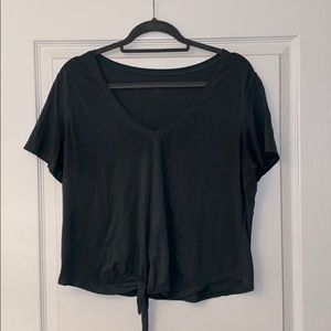Lululemon Dark Green V-neck tie front tshirt